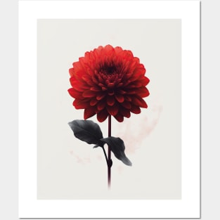 Red Dahlia Bloom - Elegant Floral Art Posters and Art